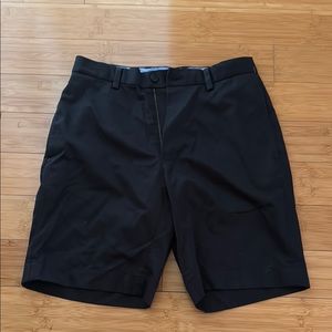 Black Flat Front Tailored Shorts